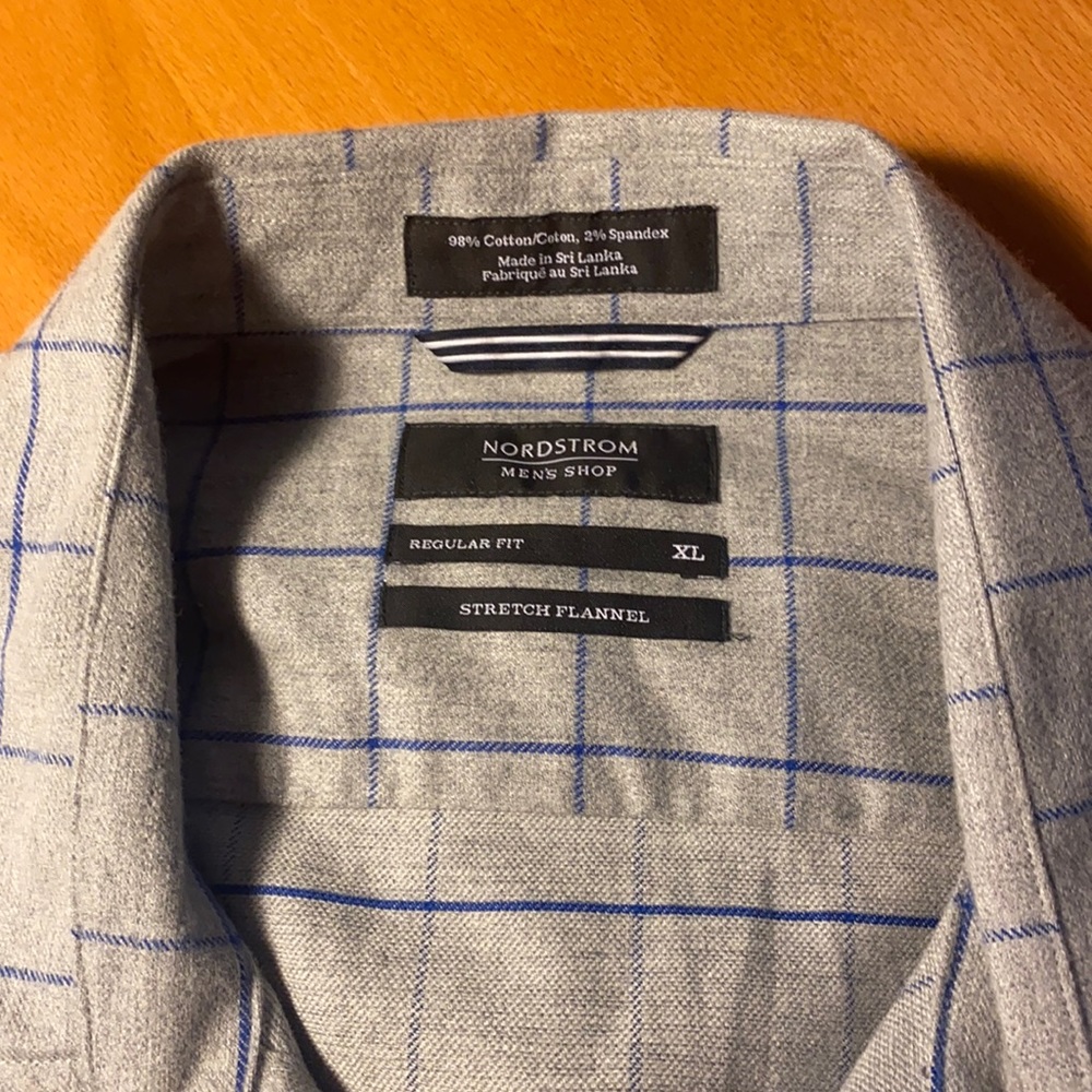 XL Nordstrom Men’s Shop Stretch Flannel Long-Sleeve Button-Up